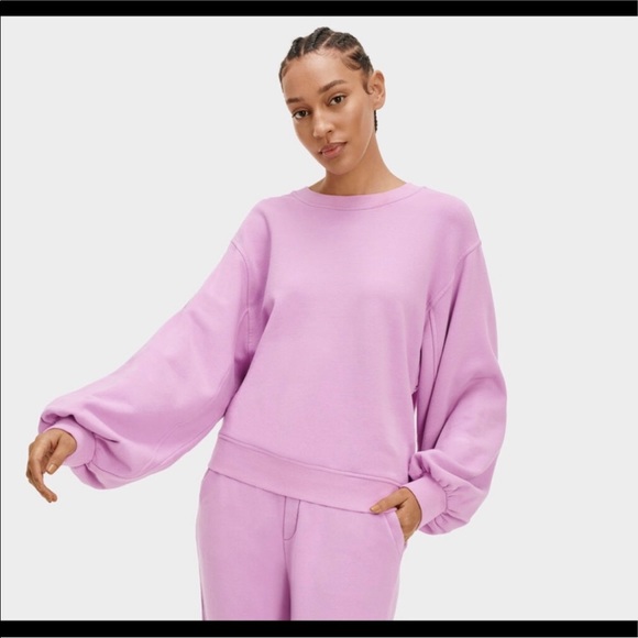 UGG Brook Balloon Sleeve Crewneck Sweatshirt in Violet Purple Size Small - Picture 1 of 8